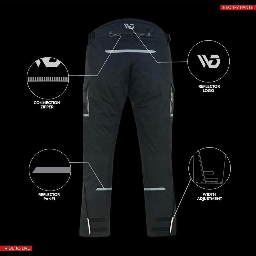 WD Motorcycle Pants All Season Waterproof  CE Armor Reflective Size 40 (XXL) - Picture 3 of 5